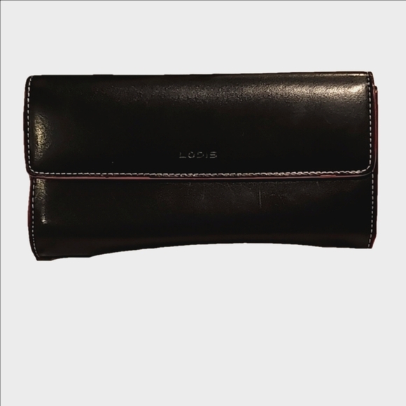 Lodis Handbags - Lodis trifold black and red leather wallet very good condition